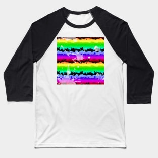 Rainbow Splats & Rough Stripes Baseball T-Shirt